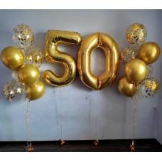 Сет Золотой юбилей с шариками конфетти на 50-летие